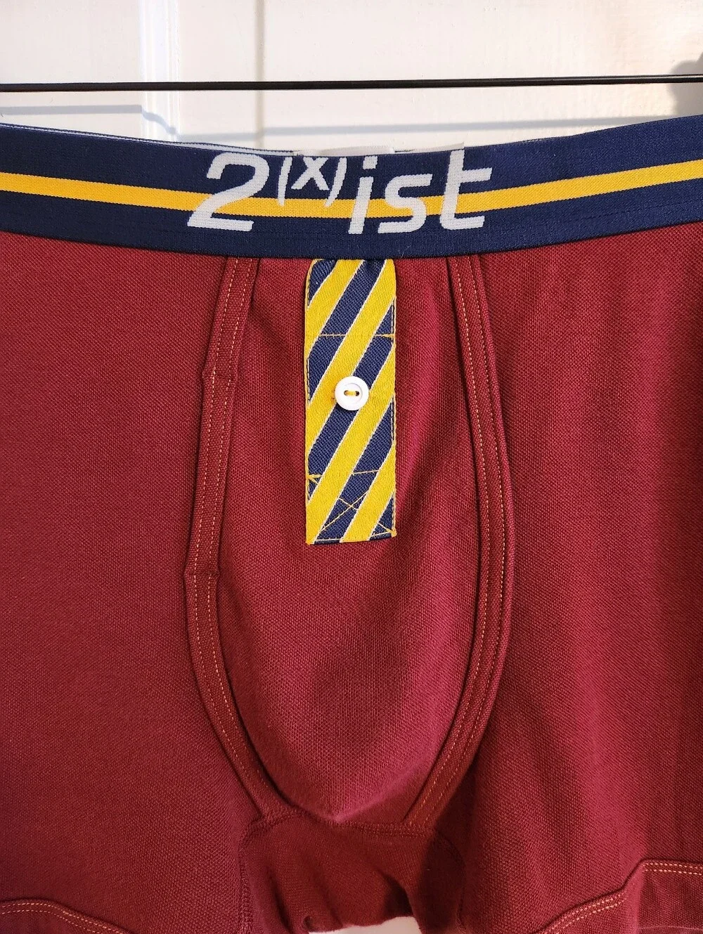 💪2(x)ist💪 - Burgundy/Yellow Boxer Brief w/Logo Waistband